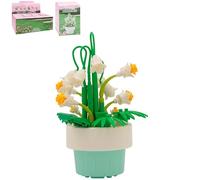 Lesser & Pavey Christmas Mini Bricks White Snowdrops Building Blocks For Home & Office | Artificial Flowers Mini Pots For Decor | Micro Bricks Sets For Adults & Kids | Lovely Gift For Women & Men