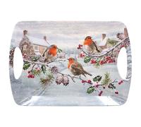 Lesser & Pavey Christmas Robins Tray Large | Dinner Tray for Multiple Uses Around The Home | Trays for Serving dinner Or Drinks Serving - Large