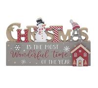 Lesser & Pavey Christmas Snowman Standing Wooden Plaque - 24cm x 14cm - Christmas Decoration Plaque - Christmas Themed Décor - Christmas Decoration - Perfect for Home, Kitchen, Living Room, Tabletop
