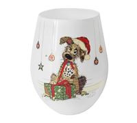 Lesser & Pavey Christmas Stemless Wine Glasses | Mutt Design for Red and White Wine | Perfect for Xmas Celebrations | Festive Bug Art Glassware for Holidays