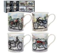 Lesser & Pavey Classic Motorbikes Mugs Set of 4 | Ceramic Coffee Mugs Set for Home or Work | Premium Design Mugs Set for All Occasions | Lovely Mugs for Tea, Coffee & Hot Drinks