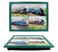 Lesser & Pavey Classic Trains Laptray | Bean Bag Trays With Padded Cushion | Suitable For Drinks, Food, Breakfast & Laptop | Lovely Designed Lap Tray For Home & Office