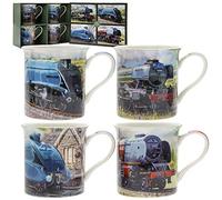 Lesser & Pavey Classic Trains Mugs Set of 4 | Ceramic Coffee Mugs Set for Home or Work | Premium Design Mugs Set for All Occasions | Lovely Mugs for Tea, Coffee & Hot Drinks