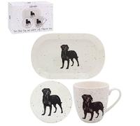 Lesser & Pavey Coaster, Tray & Mug Set | Coffee Table Tray, Mugs & Coasters Set Perfect for Any Home or Office | Black Lab Tea & Coffee Mug with Tray & Coast Set - Sarah Boddy