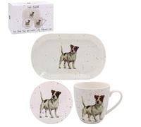 Lesser & Pavey Coaster, Tray & Mug Set | Coffee Table Tray, Mugs & Coasters Set Perfect For Any Home or Office | Jack Russ Tea & Coffee Mug With Tray & Coast Set - Sarah Boddy