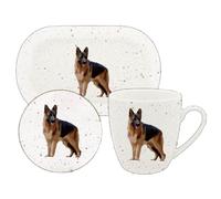 Lesser & Pavey Coaster, Tray & Mug Set | Coffee Table Tray, Mugs & Coasters Set Perfect For Any Home or Office | German Shep Tea & Coffee Mug With Tray & Coaster Set - Sarah Boddy