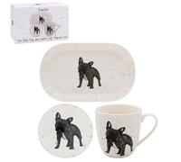 Lesser & Pavey Coaster, Tray & Mug Set | Coffee Table Tray, Mugs & Coasters Set Perfect For Any Home or Office | Frenchie Tea & Coffee Mug With Tray & Coast Set - Sarah Boddy