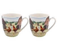 Lesser & Pavey Cockerel & Hen Mugs Set of 2 | Ceramic Coffee Mugs Set for Home or Work | Premium Design Mugs Set for All Occasions | Lovely Mugs for Tea, Coffee & Hot Drinks - Macneil Studios