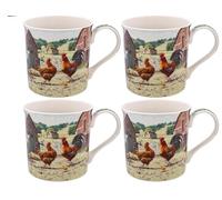 Lesser & Pavey Cockerel & Hen Mugs Set of 4 | Ceramic Coffee Mugs Set for Home or Work | Premium Design Mugs Set for All Occasions | Lovely Mugs for Tea, Coffee & Hot Drinks - Macneil Studios