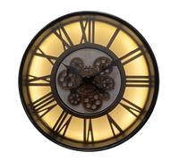 Lesser & Pavey Cog Clocks LED Cog Clock Light Up Black 51cm | Modern Wall Clock for Living Room Bedroom Kitchen | LED Illuminated Mantelpiece & Desk Clocks | Decorative Home