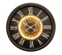 Lesser & Pavey Cog Clocks LED Cog Clock Light Up Bronze 58cm | Large Modern Wall Clock for Living Room Bedroom Kitchen | LED Illuminated Mantelpiece & Desk Clocks | Decorative Home