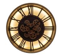 Lesser & Pavey Cog Clocks LED Cog Clock Light Up Gold 51cm | Modern Wall Clock for Living Room Bedroom Kitchen | LED Illuminated Mantelpiece & Desk Clocks | Decorative Home