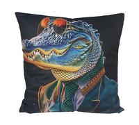 Lesser & Pavey Crocodile Rock Cushion by Urban Art | Funky Crocodile with Sunglasses Decorative Pillow | Bold Pop Art Style Throw Cushion | Fun Sofa Accent | Gift for Music and Animal Art Enthusiasts