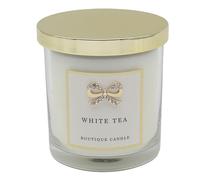 Lesser & Pavey Desire Aroma Christmas White Tea Candle - Festive Scented Candle in Decorative Glass Jar with 30 Hour Burn Time, Relaxing Holiday Home Fragrance and Elegant Seasonal Gift Idea