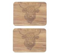 Lesser & Pavey Elements Highland Cow Placemats Set 2 For Dining | Easy Clean Non Slip Place Mats For Dinner Plates & Table Décor | Durable Table Mats For Home & Kitchen