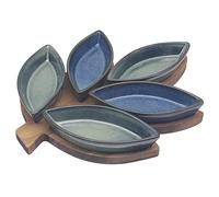 Lesser & Pavey Elements Housewares Leaf Snack Dishes on Tray S5 | Snack Tray with Serving Dishes | Plastic Trays for Food Serving for Eating | Party Food Trays and Everyday