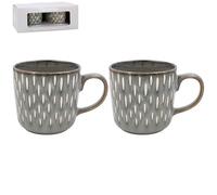 Lesser & Pavey Elements Housewares Reactive Glaze Mugs Set of 2 | Large Coffee Cappuccino Cups | Espresso Bone China Style Mugs