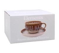 Lesser & Pavey Elements Reactive Glaze Cup & Saucer for Kitchen | Lovely Coffee Cup Set for Home & Office | Tea Cups and Saucers for Enjoying Hot Drinks | Coffee Mug and Saucer Gifts for Women & Men