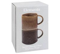 Lesser & Pavey Elements Reactive Glaze Mugs Set of 2 | Kitchen Tableware for All Occasions | Coffee Cups for Home Use | Perfect Mens and Birthday Gifts for Women - LP73792, Dark