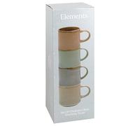 Lesser & Pavey Elements Reactive Glaze Stack Mugs Set of 4 Kitchen & Home | Stylish Tableware Mug Set of 4 for Every Occasion | Lovely Coffee Cup Set for Mens Gifts & Birthday Gifts for Women LP73794