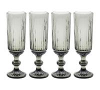 Lesser & Pavey Elements Smoke Flutes Glass Set of 4 | Champagne Glassware for Home and Parties | Elegant Gift for Weddings and Christmas | Stylish Drinkware