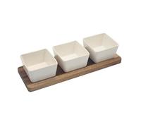Lesser & Pavey Elements Snack Dishes & Wood Tray Set of 3 | Dinner Tray for Home Use | Stylish Design for Food Serving | Perfect for Parties and Gatherings