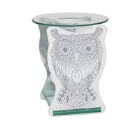 Lesser & Pavey Essential Oil Burner with Glass Owl, Aromatherapy Burner Fragrance Oil Warmer, 14cm