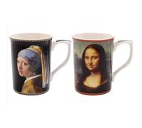 Lesser & Pavey Famous Potraits Leonardo Da Vinci and Johannes Vermeer Mug Set | Assorted Mugs for Hot Drinks, Soups, Coffee and Tea | Set of 2 Mugs