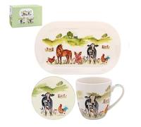 Lesser & Pavey Farmyard Mug, Coaster & Tray | Ceramic Mug Coaster & Tray for Home or Work | Premium Design Mug Coaster & Tray Set for All Occasions | Lovely Mug, Coaster & Tray - Macneil Studios