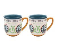 LESSER & PAVEY Flower Mugs Set of 2 Embossed Elements Tea and Coffee Mugs for Hot Drinks | Fine China Printed Mugs for Kitchen & Home | Reusable Ceramic Cups for Every Occasion | Gifts for Women & Men