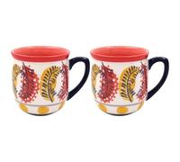 LESSER & PAVEY Flower Mugs Set of 2 Embossed Elements Tea and Coffee Mugs for Hot Drinks | Fine China Printed Mugs for Kitchen & Home | Reusable Ceramic Cups for Every Occasion | Gifts for Women & Men