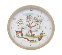 Lesser & Pavey Forest Friends Woodland Animals Wooden Children's Bedroom Analogue Clock, White, One Size