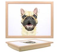 Lesser & Pavey Frenchie Robert James Hull Food Serving Laptray | Designer Illustration, Bean Filled Base, Stable Support, Smooth Surface, Everyday Comfort, Memorable Present