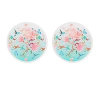 Lesser & Pavey Glass Candle Plates Set of 2 Mirrored 10/20cm Decorative Tealight Display Round Coaster (Blossom Candle Plate)