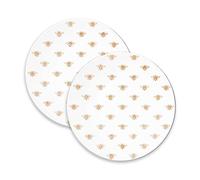Lesser & Pavey Glass Candle Plates Set of 2 Mirrored 10/20cm Decorative Tealight Display Round Coaster (Glitter Bees Candle Plate)