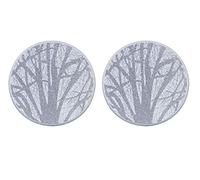 Lesser & Pavey Glass Candle Plates Set of 2 Mirrored 10/20cm Decorative Tealight Display Round Coaster (Silver Woodland Candle Plate)