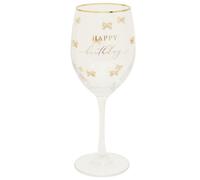 Lesser & Pavey Glassware Madelaine Birthday Happy Birthday Glass 400ml | For Home & Restaurant, Durable Glass For All Type of Drinks, Drinking Glasses Gifts For Women & Men