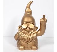 Lesser & Pavey Gnomes Home Decor Figurines & Ornaments For Home & Office | Decorative Home Accessories Statues For Indoor & Outdoor | Lovely Gifts for Women & Men Waving Middle Finger Gold