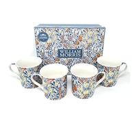 Lesser & Pavey Golden Lilly Mug Set of 4 | Stoneware Mugs for Home, Kitchen, or Office | William Morris Design Ceramic Mug Set | Lovely Coffee Mugs Ideal for Gifts, Tea, or Coffee Lovers