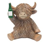 Lesser & Pavey Happy Highland Cow Beer Cheers Decor Figurine | Beer Cheers Theme, Fun Decorative Style, Eye Catching Shelf Display, deal for Home and Office Decor, Unique Gift Choice