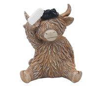 Lesser & Pavey Happy Highland Cow Boy Quiff Decor Figurines & Ornaments For Living Room & Office | Decor Accessories Statues For Indoor & Outdoor | Lovely Gifts for Women & Men