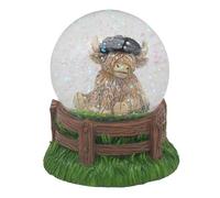 Lesser & Pavey Happy Highland Cow Cap Water Globe Home Decor Figurine | Clear Glass Globe, Playful Character, Decorative Display, Freestanding Accent, Rustic Charm, Thoughtful Gift