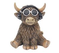Lesser & Pavey Happy Highland Cow DJ Moo Sic Decor Figurine