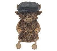 Lesser & Pavey Happy Highland Cow Flat Cap Home Decor Figurine | Farmhouse Charm, Freestanding Display, Rustic Interior Accent, Tabletop Decoration, Gift Choice