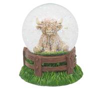 Lesser & Pavey Happy Highland Cow Flower Waterglobe Home Decor Figurine | Glass Dome Display, Floral Theme, Decorative Collectible, Freestanding Ornament, Charming Accent, Gift Ready
