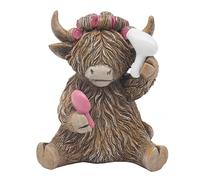Lesser & Pavey Happy Highland Cow Hairdo Decor Figurines & Ornaments For Living Room & Office | Decor Accessories Statues For Indoor & Outdoor | Lovely Gifts for Women & Men