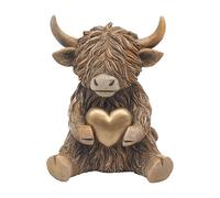 Lesser & Pavey Happy Highland Cow Highland Cow Heart Of Gold Decor Figurines & Ornaments For Living Room & Office | Decor Accessories Statues For Indoor & Outdoor | Lovely Gifts for Women & Men