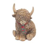 Lesser & Pavey Happy Highland Cow Tartan Tie Decor Figurine