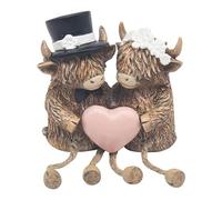 Lesser & Pavey Happy Highland Cow Wedding Day Decor Figurines & Ornaments For Living Room & Office | Decor Accessories Statues For Indoor & Outdoor | Lovely Gifts for Women & Men