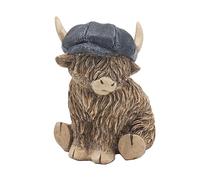 Lesser & Pavey Happy Highland, Highland Cow Flat Cap Figurines Statues For Home Decor | Ideal Ornaments Friendship Gifts For Women & Men | Lovely Table Centerpiece & Living Room Accessories